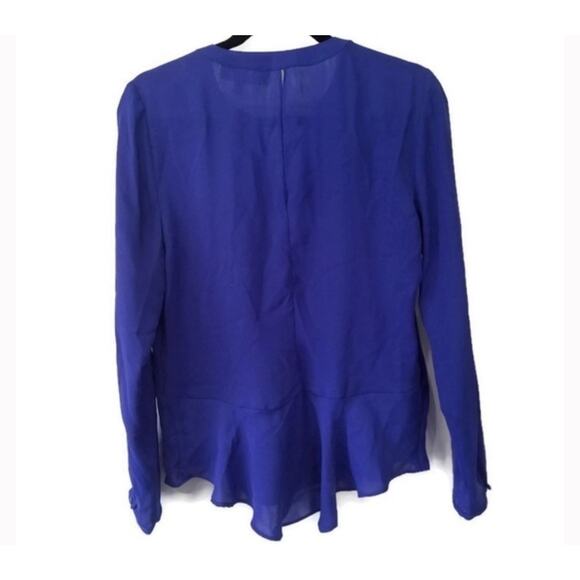 Jennifer Lopez Blue Button Blouse Studded Shoulders Long Sleeve - XL - Picture 2 of 9